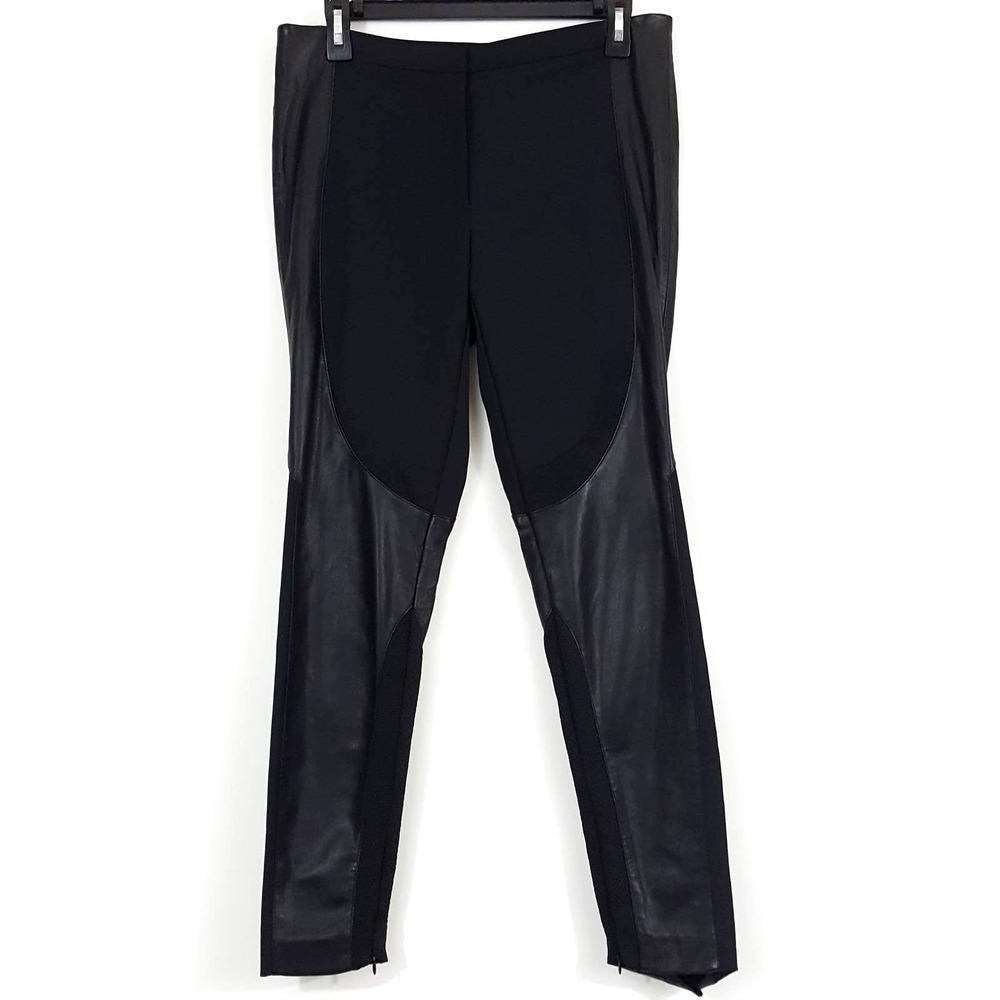 Zara Basic Black Faux Leather Moto Zip Ankle Leggings Women's Size Medium